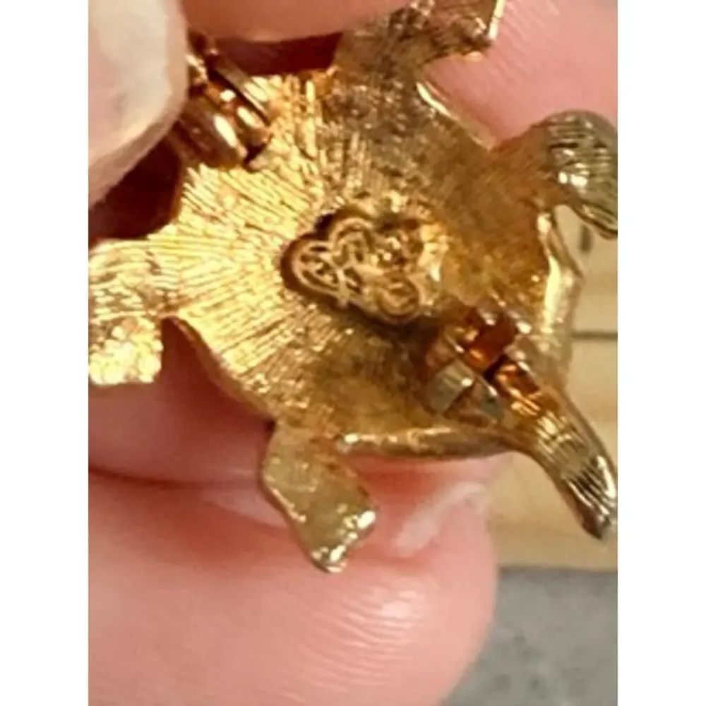 Vintage Mini Turtle Bird Brooch Bundle Gold Tone Enamel Rhinestone Pins